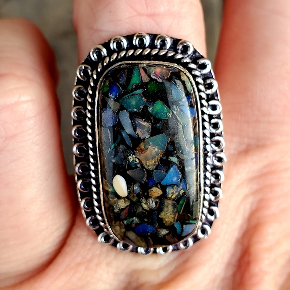 New Copper Ethiopian Opal 925 Silver Ring. - Picture 14 of 16